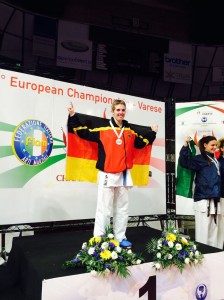 Selke bei der Siegerehrung in Italien